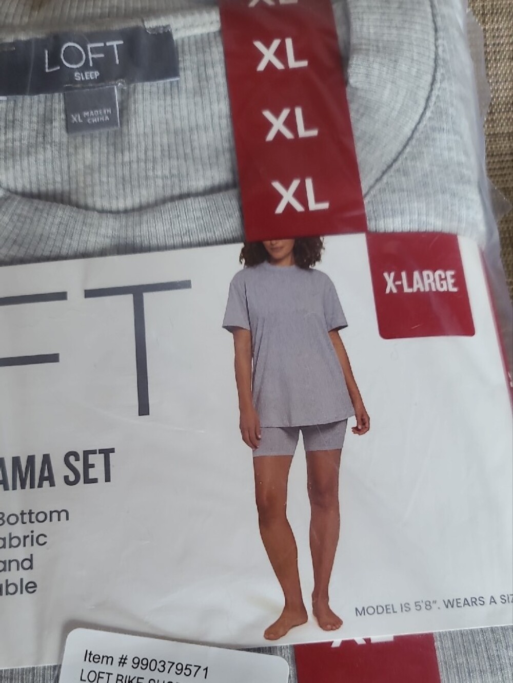 LOFT Women’s Light Gray Bike Short Pajama Set - Picture 3 of 3